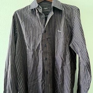 Harmont & Blaine Black and White Pinstripe Dress Shirt